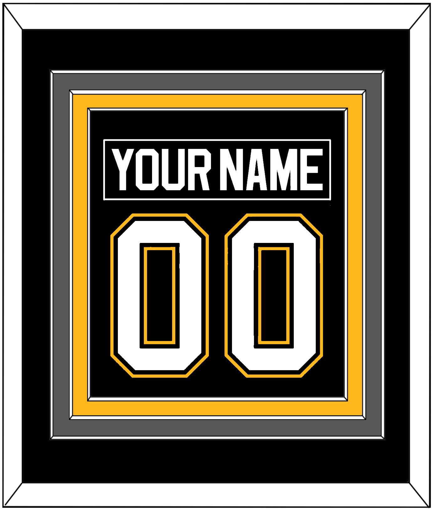 Pittsburgh Nameplate & Number (Back) Combined - Road/Alternate Black (1995-2002) - Premier Tier 2