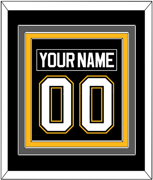 Pittsburgh Nameplate & Number (Back) Combined - Road/Alternate Black (1995-2002) - Triple Mat 2