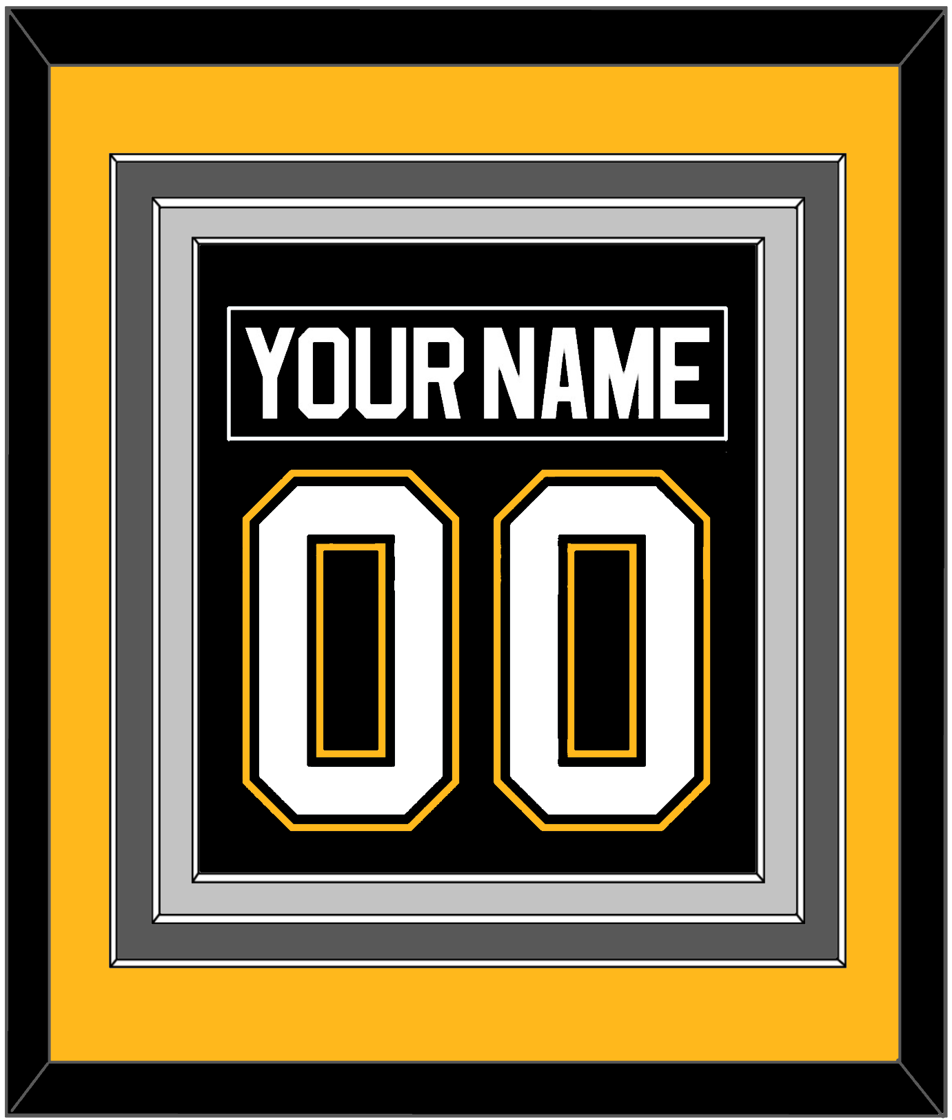 Pittsburgh Nameplate & Number (Back) Combined - Road/Alternate Black (1995-2002) - Premier Tier 3