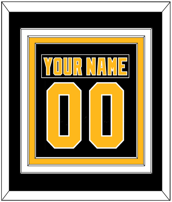 Pittsburgh Nameplate & Number (Back) Combined - Road Black (1992-1997) - Triple Mat 2