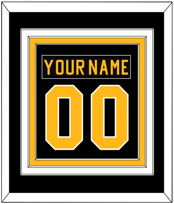 Pittsburgh Nameplate & Number (Back) Combined - Road Black (1981-1984) - Triple Mat 2