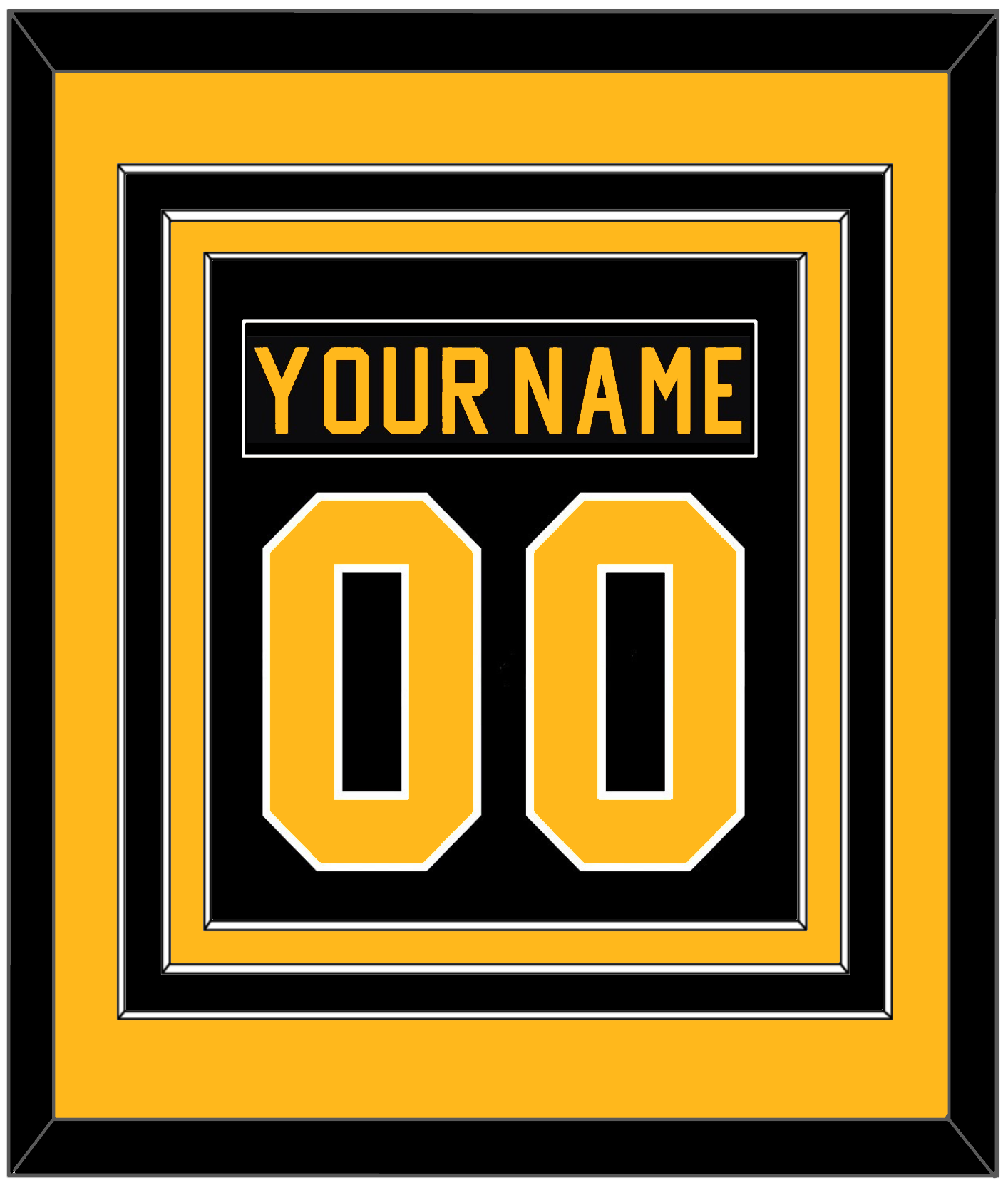 Pittsburgh Nameplate & Number (Back) Combined - Road Black (1981-1984) - Premier Tier 3