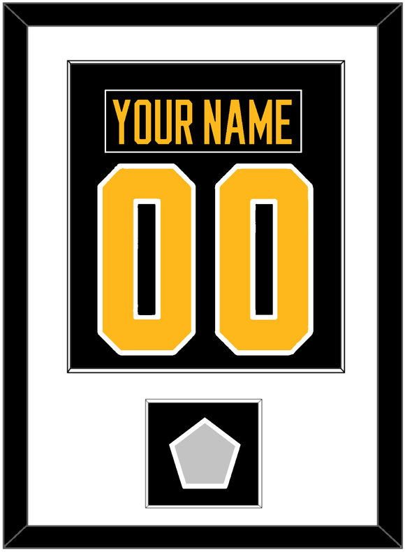 Pittsburgh Nameplate & Number (Back) Combined, With A Stanley Cup Champions Patch - Road Black (1988-1992) - Single Mat 1