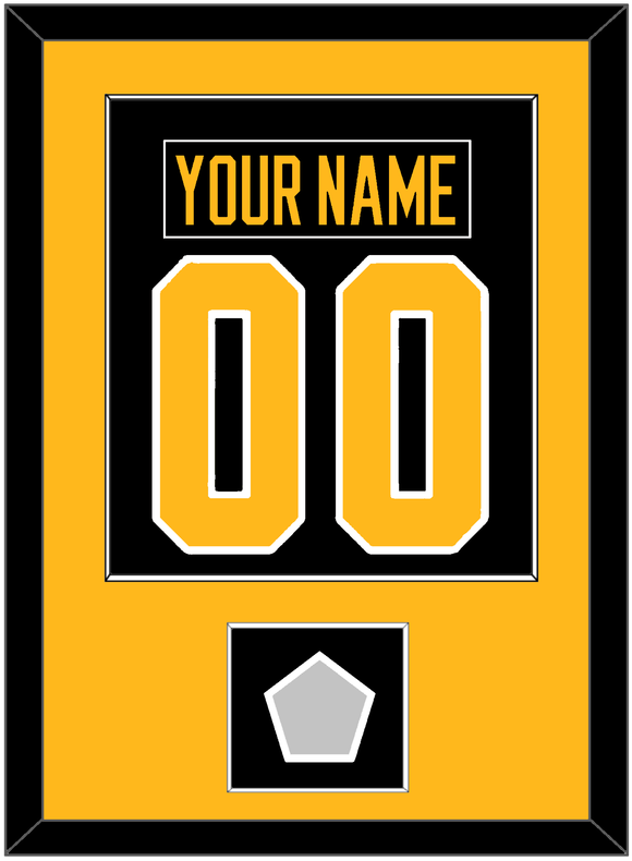 Pittsburgh Nameplate & Number (Back) Combined, With A Stanley Cup Champions Patch - Road Black (1988-1992) - Single Mat 2