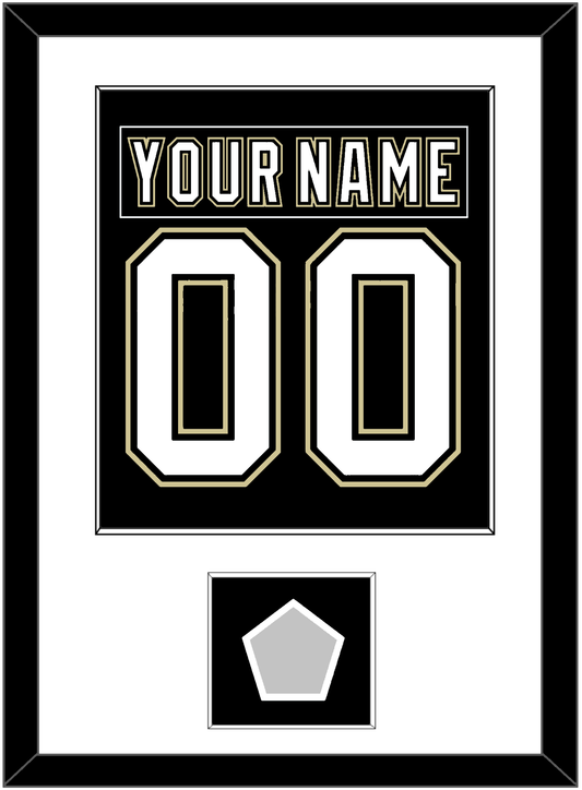 Pittsburgh Nameplate & Number (Back) Combined, With A Stanley Cup Champions Patch - Home Black (2007-2016) - Essential Tier 1
