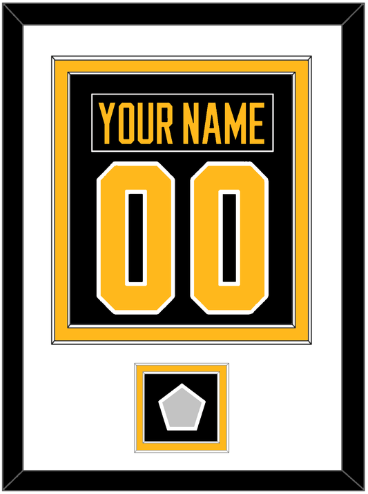 Pittsburgh Nameplate & Number (Back) Combined, With 2 Stanley Cup Finals Patches - Road Black (1988-1992) - Signature Tier 1