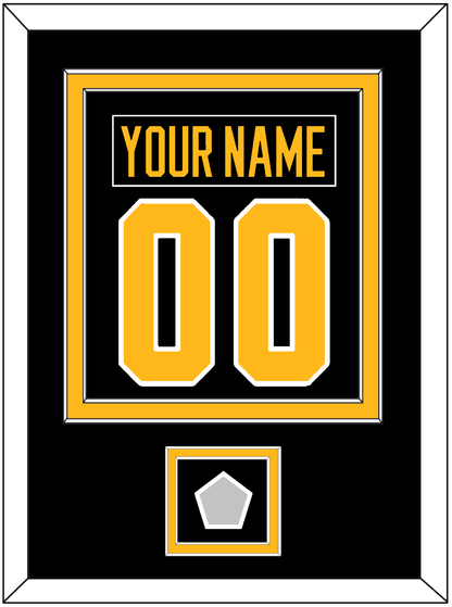 Pittsburgh Nameplate & Number (Back) Combined, With A Stanley Cup Champions Patch - Road Black (1988-1992) - Signature Tier 2