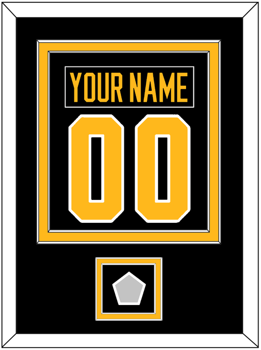 Pittsburgh Nameplate & Number (Back) Combined, With A Stanley Cup Champions Patch - Home Black - Signature Tier 2