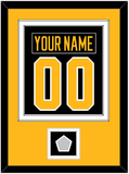 Pittsburgh Nameplate & Number (Back) Combined, With A Stanley Cup Champions Patch - Road Black (1988-1992) - Double Mat 3