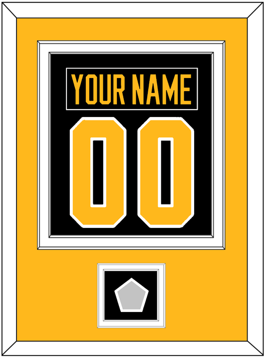 Pittsburgh Nameplate & Number (Back) Combined, With A Stanley Cup Champions Patch - Road Black (1988-1992) - Signature Tier 3