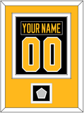 Pittsburgh Nameplate & Number (Back) Combined, With A Stanley Cup Champions Patch - Road Black (1988-1992) - Double Mat 3