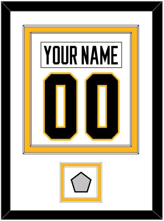 Pittsburgh Nameplate & Number (Back) Combined, With A Stanley Cup Champions Patch - Home White (1988-1992) - Signature Tier 1