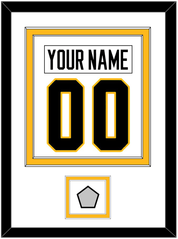 Pittsburgh Nameplate & Number (Back) Combined, With A Stanley Cup Finals Patch - Home White (1988-1992) - Double Mat 1