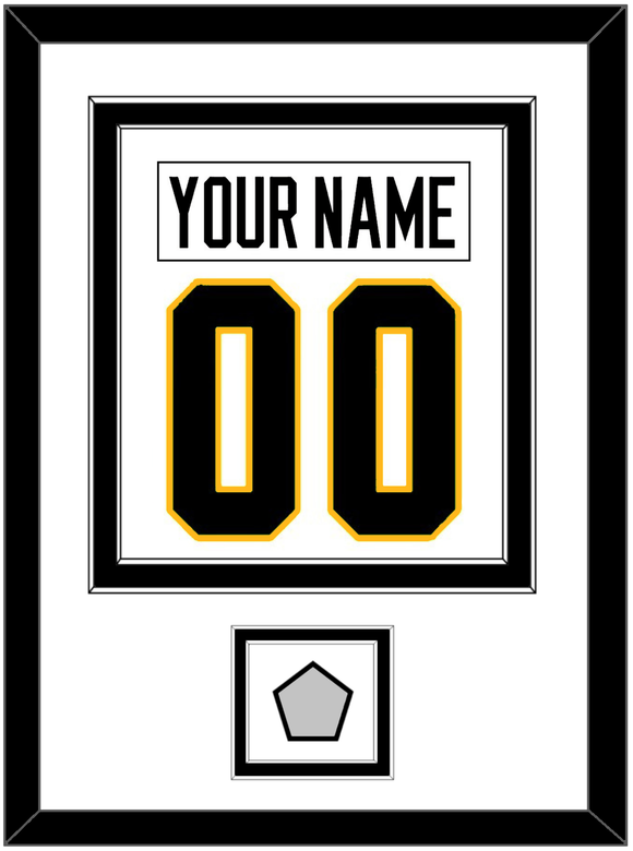 Pittsburgh Nameplate & Number (Back) Combined, With A Stanley Cup Finals Patch - Home White (1988-1992) - Double Mat 2