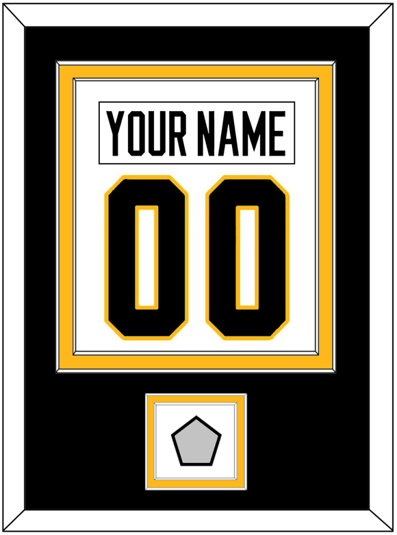 Pittsburgh Nameplate & Number (Back) Combined, With A Stanley Cup Finals Patch - Home White (1988-1992) - Double Mat 3