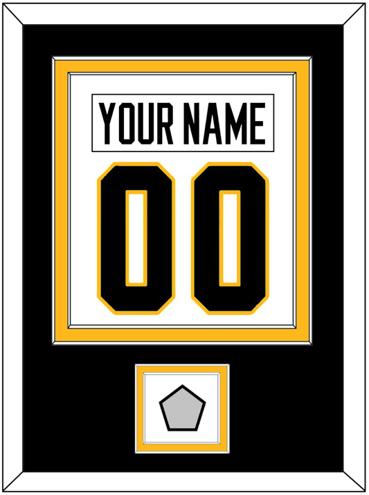 Pittsburgh Nameplate & Number (Back) Combined, With A Stanley Cup Champions Patch - Road White - Signature Tier 3