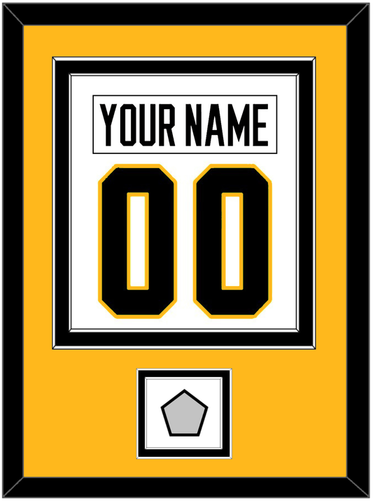 Pittsburgh Nameplate & Number (Back) Combined, With A Stanley Cup Champions Patch - Home White (1988-1992) - Signature Tier 4