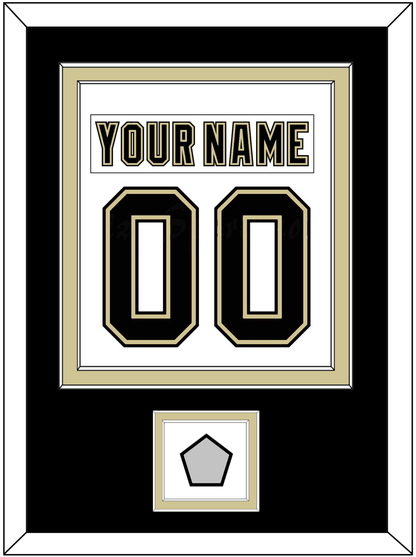 Pittsburgh Nameplate & Number (Back) Combined, With A Stanley Cup Champions Patch - Road White (2007-2016) - Signature Tier 2