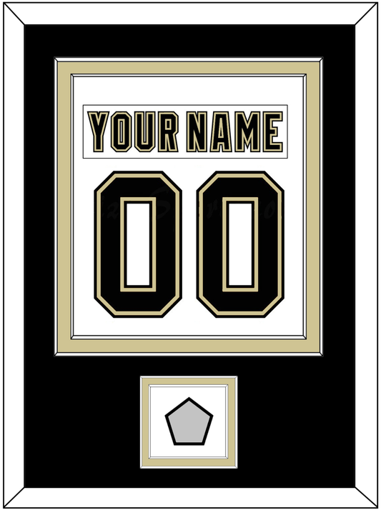 Pittsburgh Nameplate & Number (Back) Combined, With A Stanley Cup Champions Patch - Road White (2007-2016) - Signature Tier 2