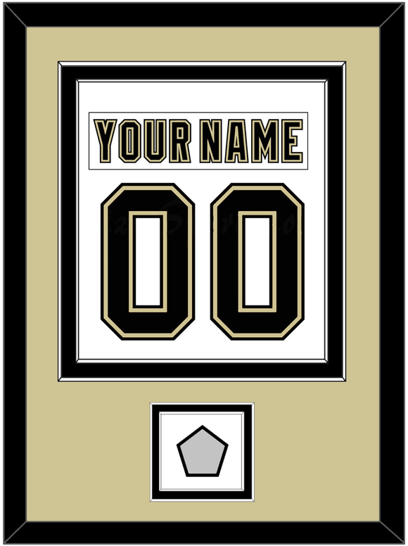 Pittsburgh Nameplate & Number (Back) Combined, With A Stanley Cup Champions Patch - Road White (2007-2016) - Double Mat 3