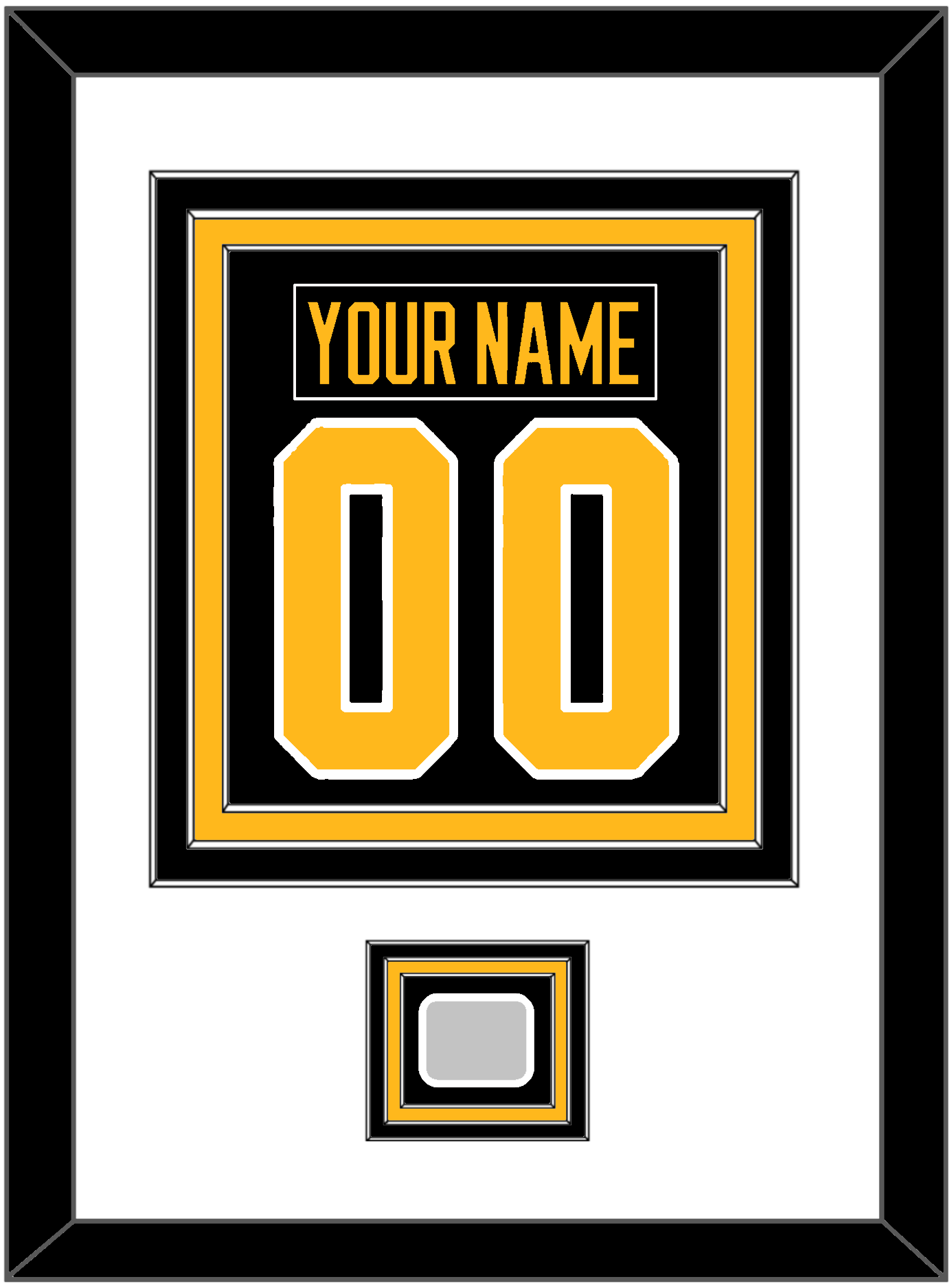 Pittsburgh Nameplate & Number (Back) Combined, With A Stanley Cup Champions Patch - Road Black (1988-1992) - Premier Tier 1