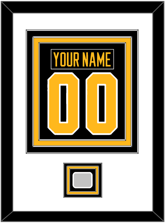 Pittsburgh Nameplate & Number (Back) Combined, With A Stanley Cup Champions Patch - Road Black (1988-1992) - Premier Tier 1