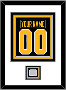 Pittsburgh Nameplate & Number (Back) Combined, With A Stanley Cup Finals Patch - Road Black (1988-1992) - Triple Mat 1