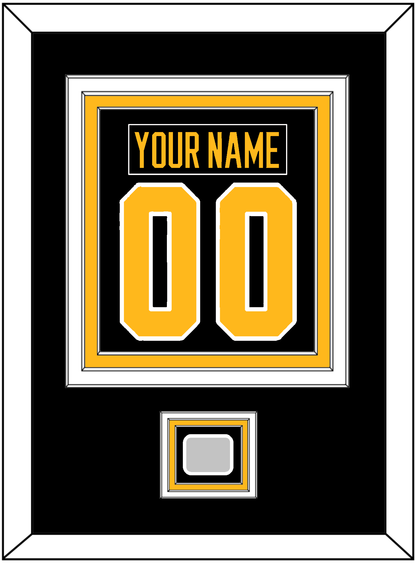 Pittsburgh Nameplate & Number (Back) Combined, With A Stanley Cup Champions Patch - Road Black (1988-1992) - Premier Tier 2