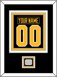 Pittsburgh Nameplate & Number (Back) Combined, With A Stanley Cup Finals Patch - Road Black (1988-1992) - Triple Mat 2