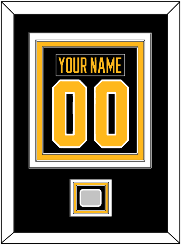 Pittsburgh Nameplate & Number (Back) Combined, With A Stanley Cup Finals Patch - Home Black - Triple Mat 2