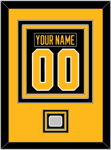 Pittsburgh Nameplate & Number (Back) Combined, With A Stanley Cup Champions Patch - Home Black - Triple Mat 3