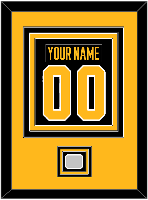 Pittsburgh Nameplate & Number (Back) Combined, With A Stanley Cup Champions Patch - Home Black - Triple Mat 3