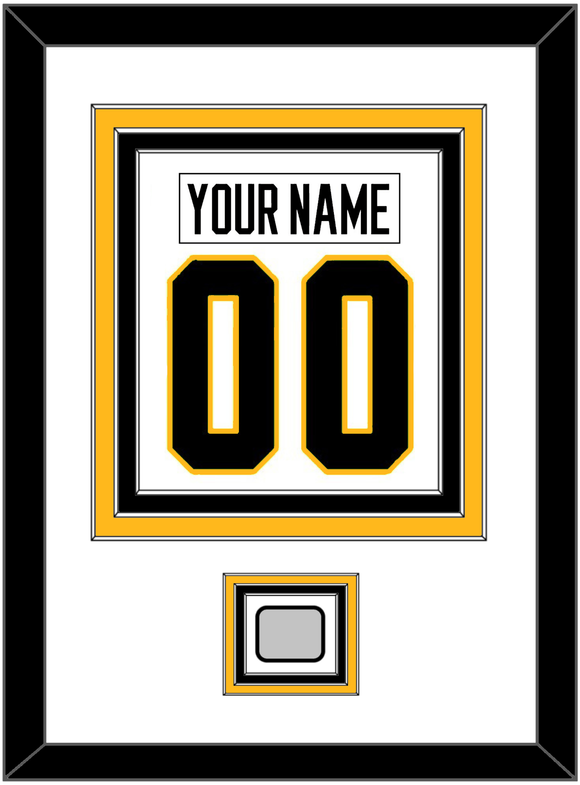 Pittsburgh Nameplate & Number (Back) Combined, With A Stanley Cup Finals Patch - Home White (1988-1992) - Triple Mat 1