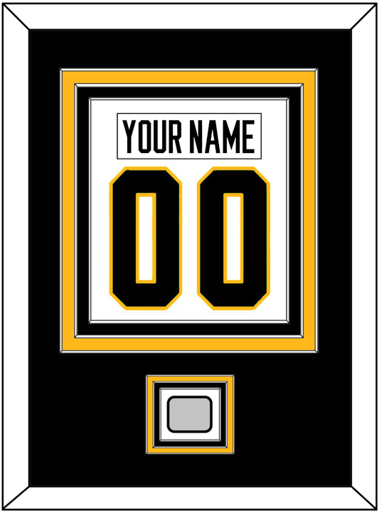 Pittsburgh Nameplate & Number (Back) Combined, With A Stanley Cup Finals Patch - Home White (1988-1992) - Premier Tier 2