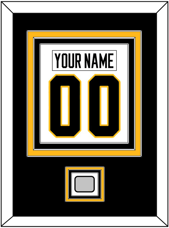 Pittsburgh Nameplate & Number (Back) Combined, With A Stanley Cup Champions Patch - Road White - Triple Mat 2