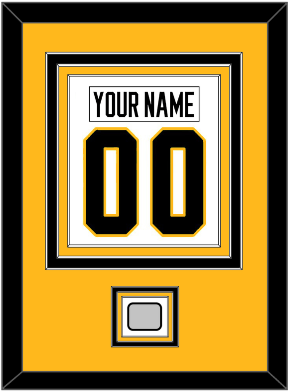 Pittsburgh Nameplate & Number (Back) Combined, With A Stanley Cup Finals Patch - Road White - Triple Mat 3