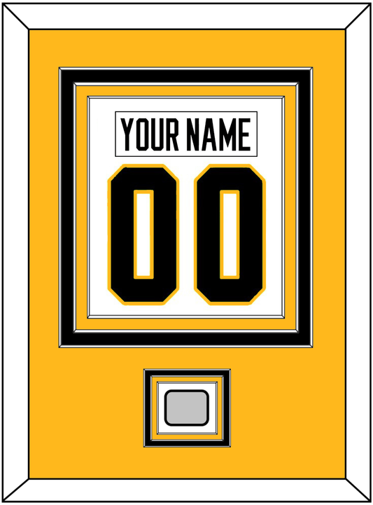 Pittsburgh Nameplate & Number (Back) Combined, With A Stanley Cup Finals Patch - Home White (1988-1992) - Premier Tier 3