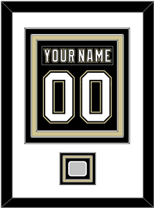 Pittsburgh Nameplate & Number (Back) Combined, With A Stanley Cup Finals Patch - Home Black (2007-2016) - Triple Mat 1