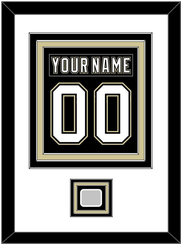 Pittsburgh Nameplate & Number (Back) Combined, With A Stanley Cup Champions Patch - Home Black (2007-2016) - Triple Mat 1