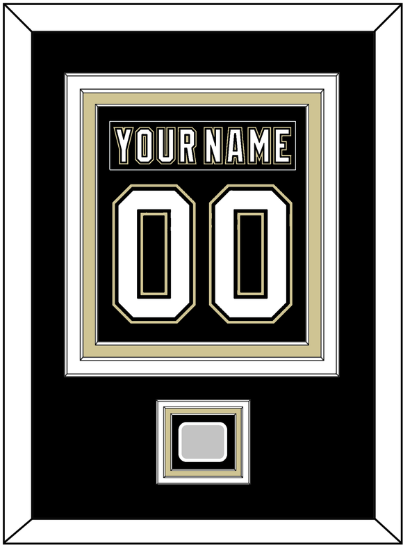 Pittsburgh Nameplate & Number (Back) Combined, With A Stanley Cup Champions Patch - Home Black (2007-2016) - Triple Mat 2