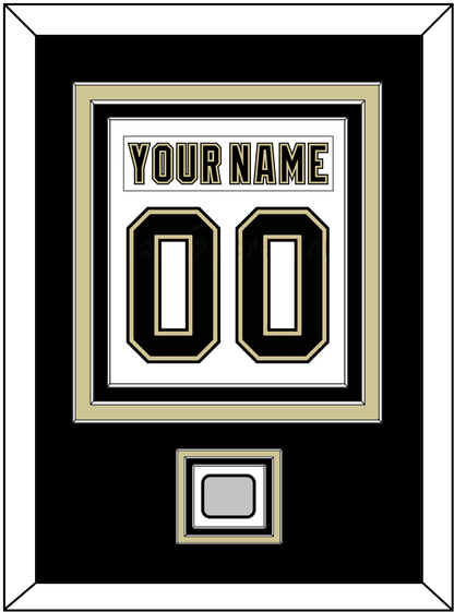 Pittsburgh Nameplate & Number (Back) Combined, With A Stanley Cup Champions Patch - Road White (2007-2016) - Premier Tier 2