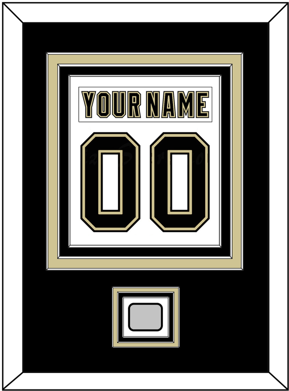 Pittsburgh Nameplate & Number (Back) Combined, With A Stanley Cup Champions Patch - Road White (2007-2016) - Triple Mat 2