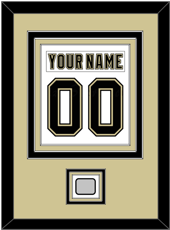 Pittsburgh Nameplate & Number (Back) Combined, With A Stanley Cup Champions Patch - Road White (2007-2016) - Triple Mat 3