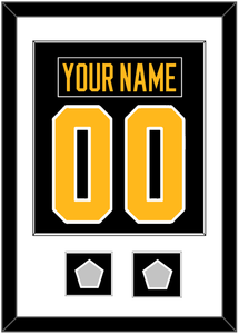 Pittsburgh Nameplate & Number (Back) Combined, With 2 Stanley Cup Finals Patches - Home Black - Single Mat 1