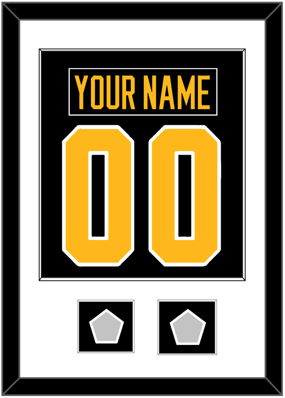 Pittsburgh Nameplate & Number (Back) Combined, With 2 Stanley Cup Finals Patches - Home Black - Single Mat 1