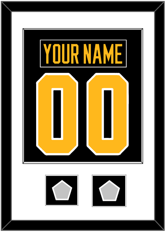 Pittsburgh Nameplate & Number (Back) Combined, With 2 Stanley Cup Finals Patches - Road Black (1988-1992) - Essential Tier 1