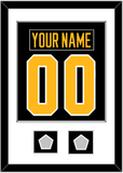 Pittsburgh Nameplate & Number (Back) Combined, With 2 Stanley Cup Champions Patches - Road Black (1988-1992) - Single Mat 1