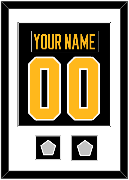 Pittsburgh Nameplate & Number (Back) Combined, With 2 Stanley Cup Champions Patches - Home Black - Essential Tier 1