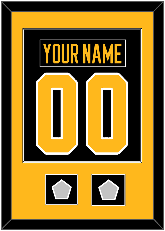 Pittsburgh Nameplate & Number (Back) Combined, With 2 Stanley Cup Finals Patches - Home Black - Single Mat 2