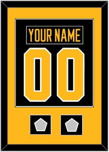 Pittsburgh Nameplate & Number (Back) Combined, With 2 Stanley Cup Champions Patches - Road Black (1988-1992) - Single Mat 2